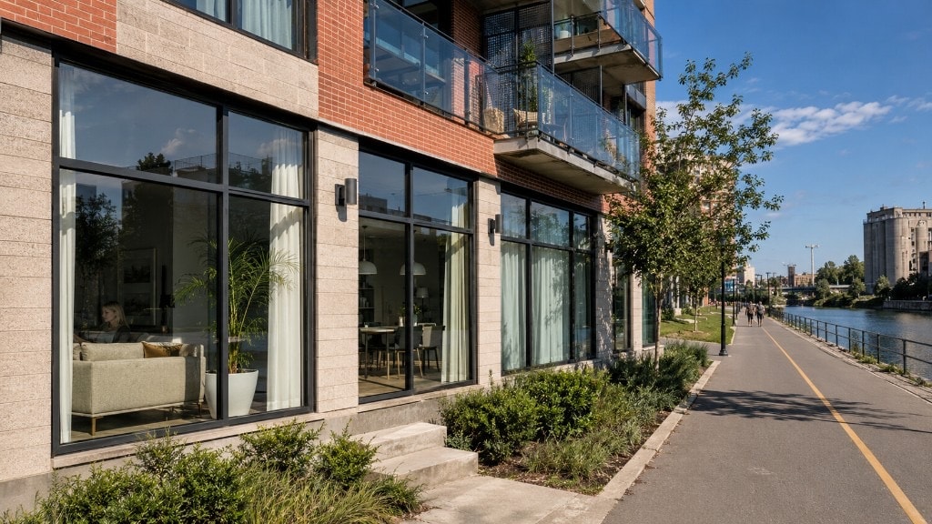 Montreal window without privacy film — view from inside unit
