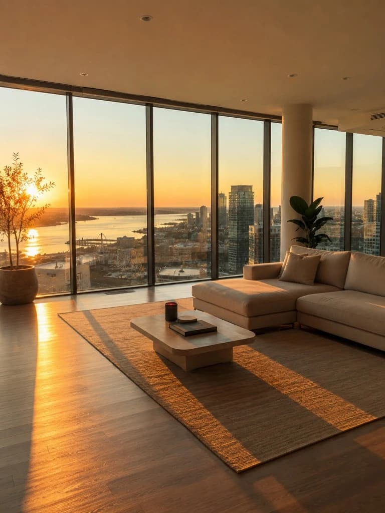 Completed window film installation Montréal residential interior