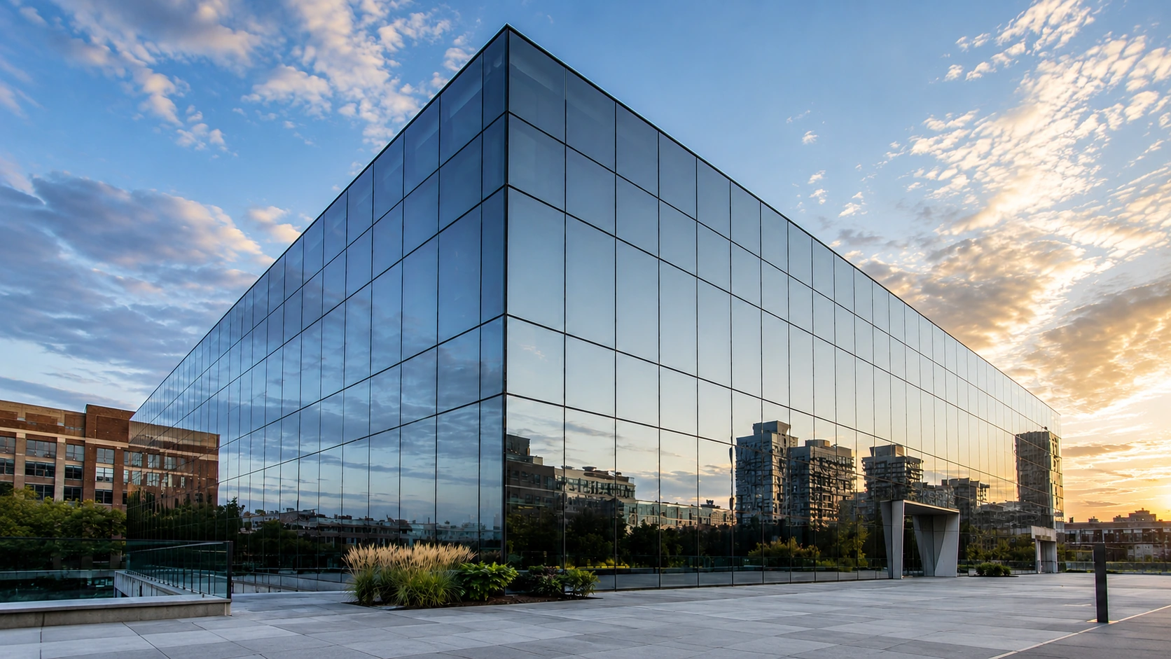 Modern architectural glass facade